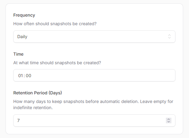 Schedule automated backups